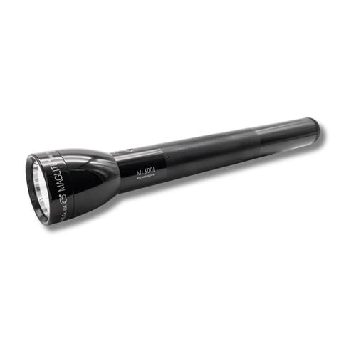 MagLite High Lumens LED Flashlight – ML300L 4-Cell D Flashlight with Adjustable Focus for Precise Beam, Long Battery Life, Water-Resistant for Emergency, Outdoor, and Camping – Black