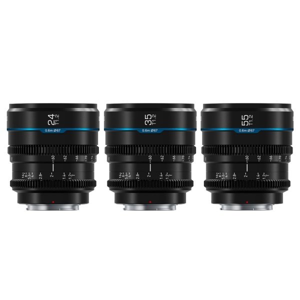SIRUI Night Walker S35 Manual Focus Cine Lens Set, 24mm, 35mm, 55mm