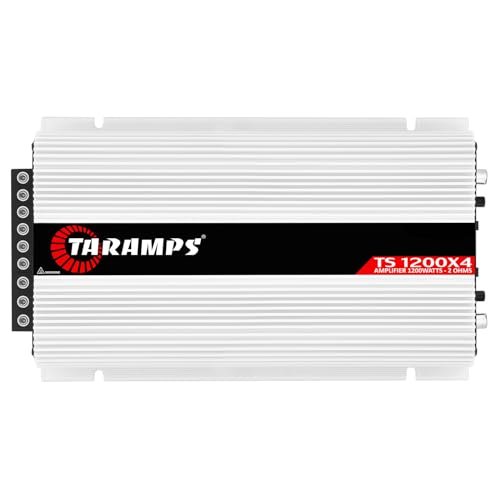 Taramps TS 1200 Watt Amp 4 Channel Amplifier Car Audio, Full Range Crossover Fixed RCA/Wire Input - Multichannel Class D, 2 Ohm Car Amplifier Kit Profesional Installation Recommended