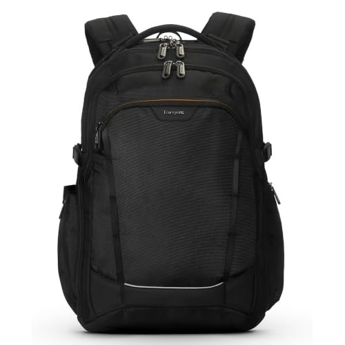 Targus 17” Voyager EXP Travel Backpack, Expandable 27L–30L Laptop Backpack, TSA Checkpoint-Friendly, Water-Resistant, RFID-Blocking Pocket, Fits Up to 17 Inch Laptop, Carry-On Size, Black - TBB664GL