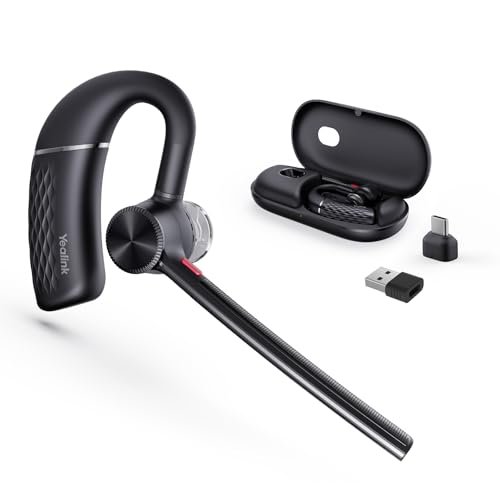 Yealink BH71 Pro Bluetooth Headset with USB-C/A Dongle, Teams Certified, Wireless Earpiece for Cell Phone,PC,Laptop,Noise Cancelling Microphone, Adjustable Ear Hook