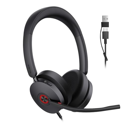 Yealink UH48 ANC Wired USB-C/A Headset,6 AI Noise-Canceling Microphones